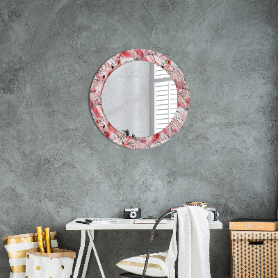 Round mirror decor Flamingo pattern