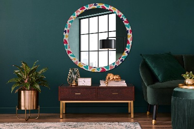 Round mirror printed frame Colorful hearts