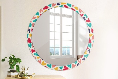 Round mirror printed frame Colorful hearts