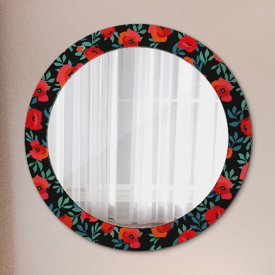 Round mirror decor Red poppy