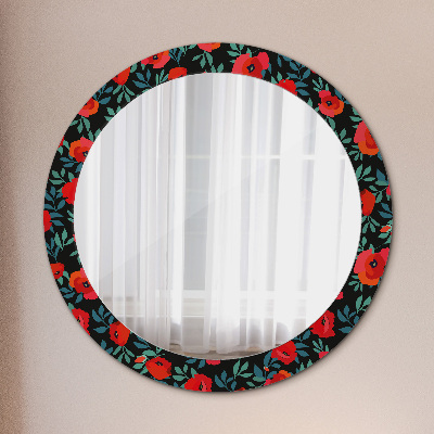 Round mirror decor Red poppy