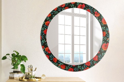 Round mirror decor Red poppy