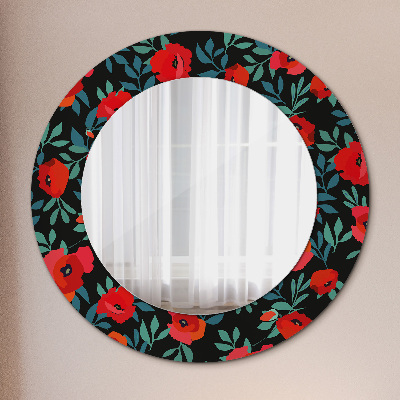 Round mirror decor Red poppy