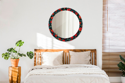 Round mirror decor Red poppy