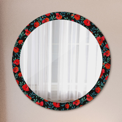 Round mirror decor Red poppy