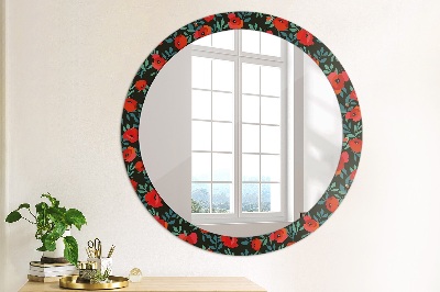 Round mirror decor Red poppy