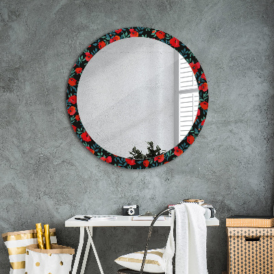 Round mirror decor Red poppy