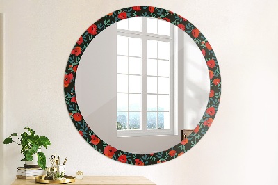 Round mirror decor Red poppy