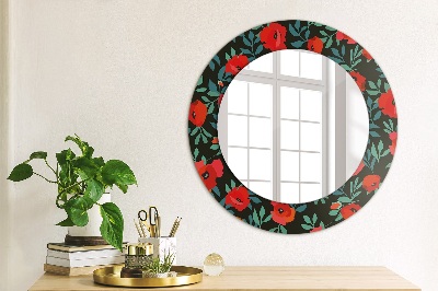 Round mirror decor Red poppy