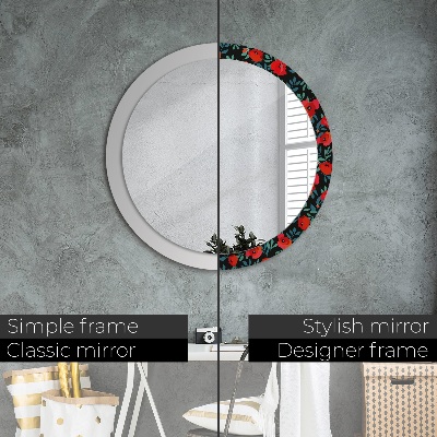 Round mirror decor Red poppy