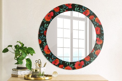 Round mirror decor Red poppy