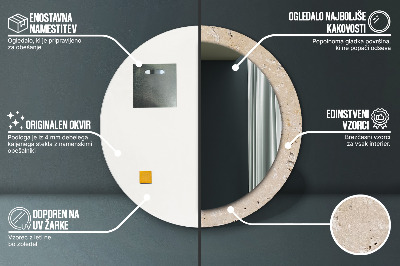 Round decorative wall mirror Natural stone