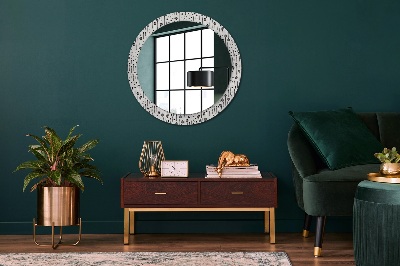 Round decorative wall mirror Floral drawing