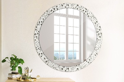 Round decorative wall mirror Floral drawing