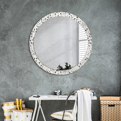 Round decorative wall mirror Floral drawing