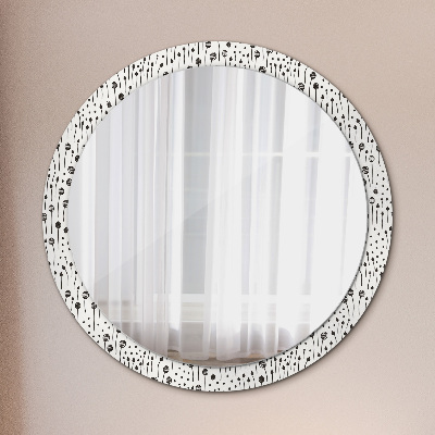 Round decorative wall mirror Floral drawing