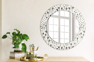 Round decorative wall mirror Floral drawing