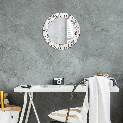 Round decorative wall mirror Floral drawing