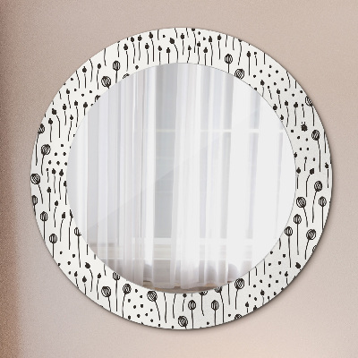 Round decorative wall mirror Floral drawing