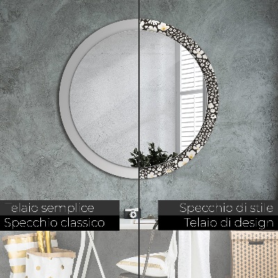 Round decorative wall mirror Ivory daisies