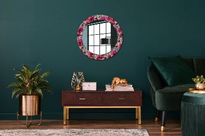 Round decorative wall mirror Rosy poppies