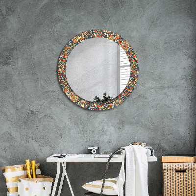 Round decorative wall mirror Vintage floral illustration