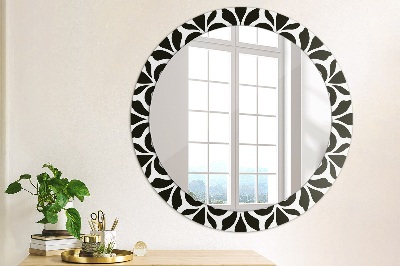 Round decorative wall mirror Black geometric ornament