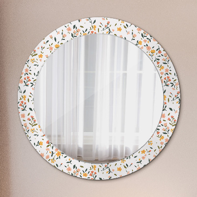 Round decorative wall mirror Small cute flowers