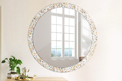 Round decorative wall mirror Small cute flowers