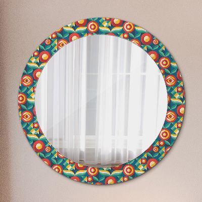 Round decorative wall mirror Geometric fruits and leaves