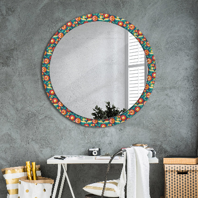 Round decorative wall mirror Geometric fruits and leaves