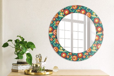 Round decorative wall mirror Geometric fruits and leaves