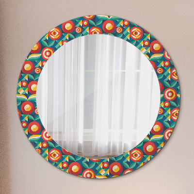 Round decorative wall mirror Geometric fruits and leaves