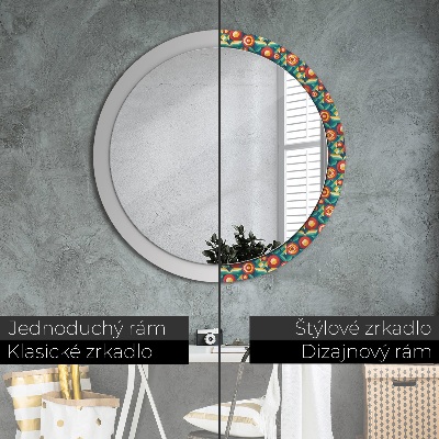 Round decorative wall mirror Geometric fruits and leaves