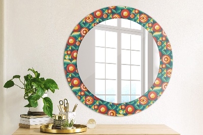 Round decorative wall mirror Geometric fruits and leaves