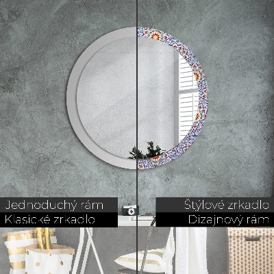 Round decorative wall mirror Oriental colorful composition