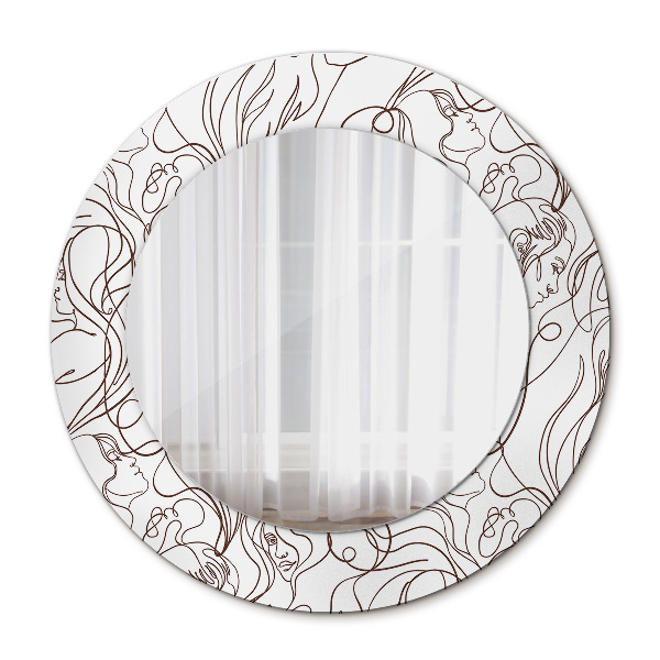 Round decorative wall mirror Linear art