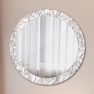 Round decorative wall mirror Linear art