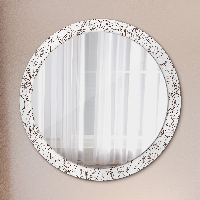 Round decorative wall mirror Linear art