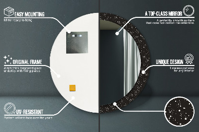 Round mirror printed frame Chaotic dots
