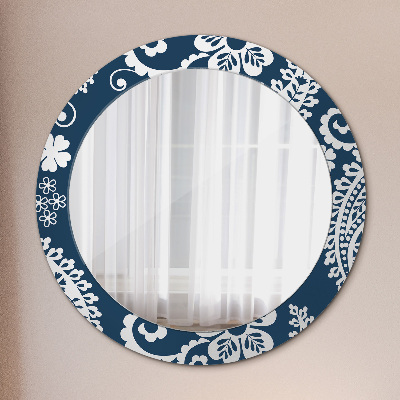Round mirror printed frame Paisley composition