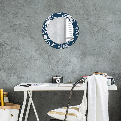 Round mirror printed frame Paisley composition