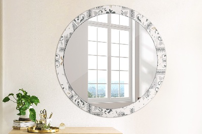 Round mirror printed frame Retro tiles