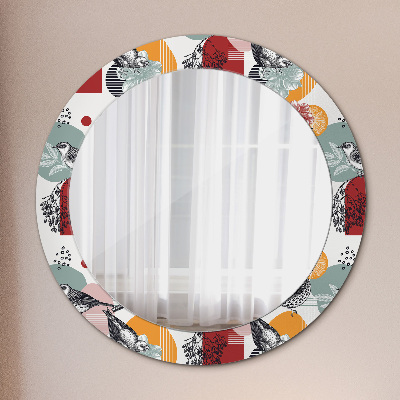 Round mirror decor Abstraction with birds