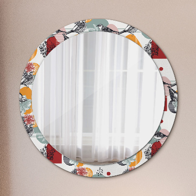 Round mirror decor Abstraction with birds