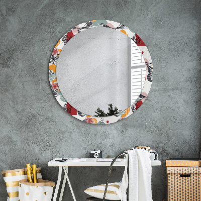 Round mirror decor Abstraction with birds