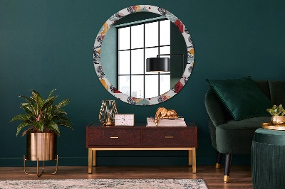 Round mirror decor Abstraction with birds