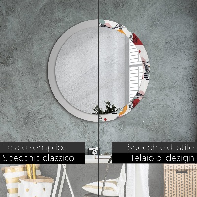 Round mirror decor Abstraction with birds