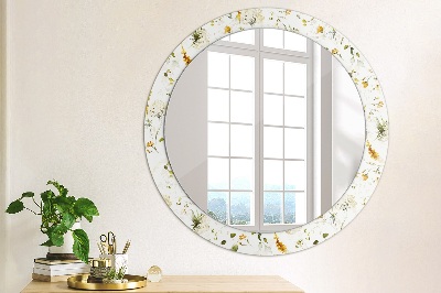 Round mirror decor Field flowers