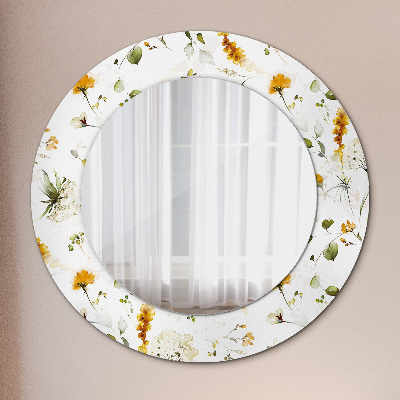 Round mirror decor Field flowers